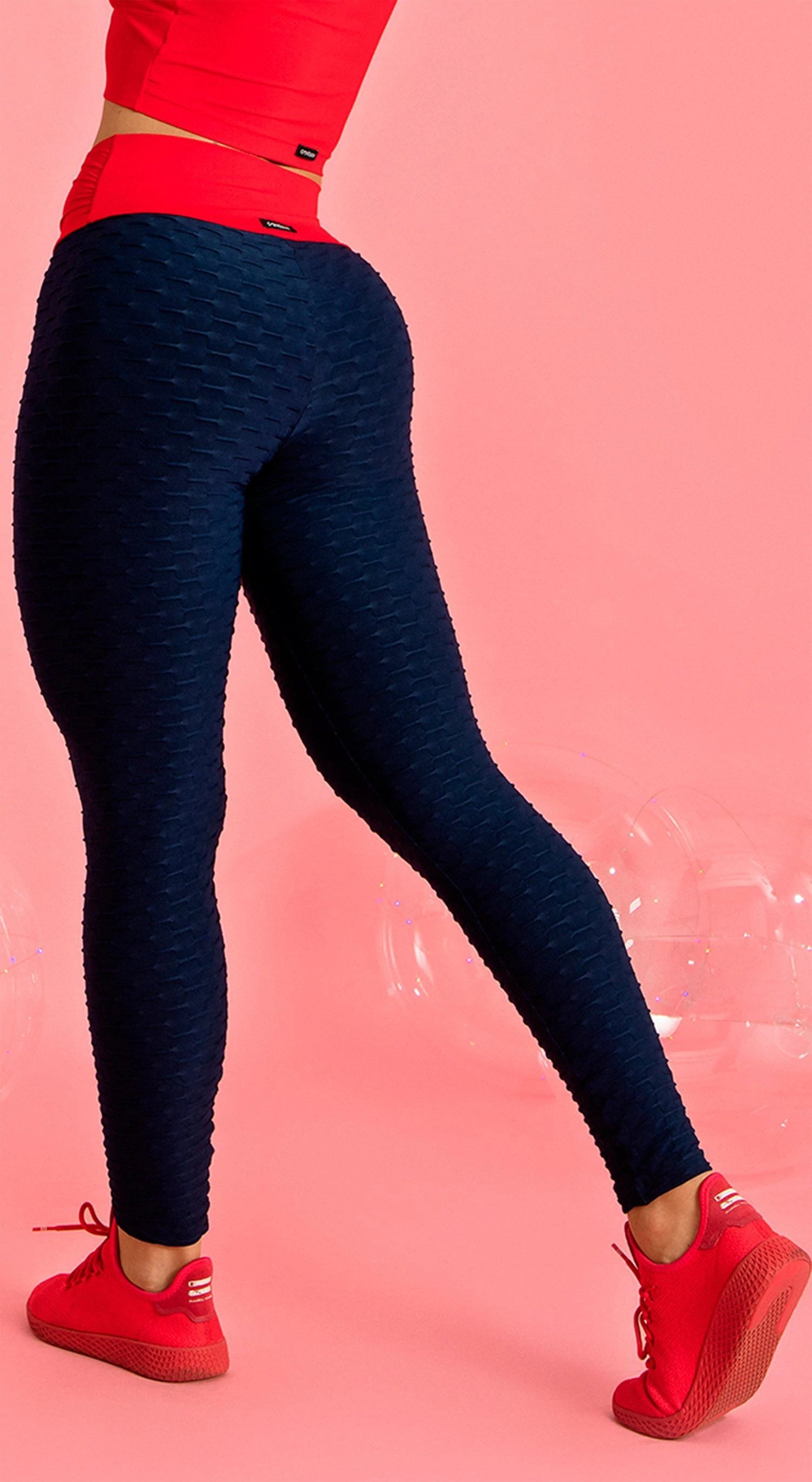 CANOAN Tropical Navy Blue Anti Cellulite Leggings - TIGHTBUNZ